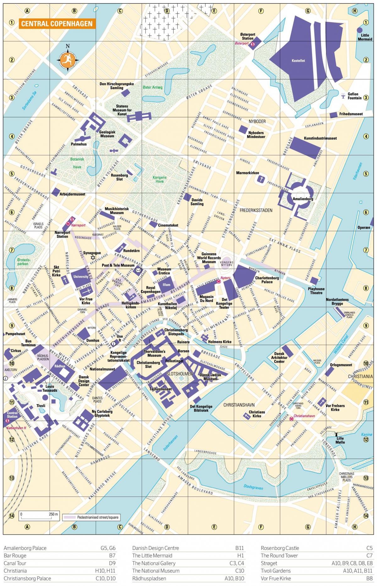 コペンハーゲン市内中心部の地図