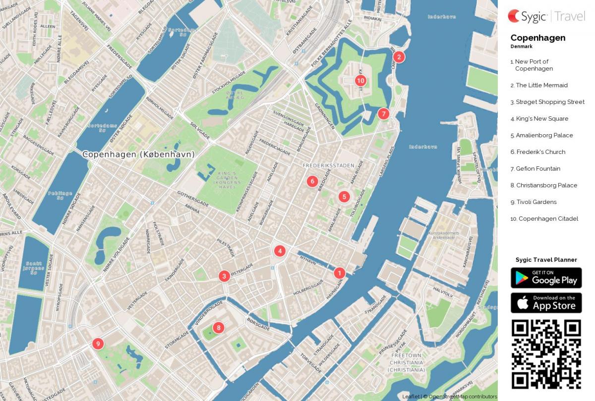 コペンハーゲンのウォーキングツアーの地図