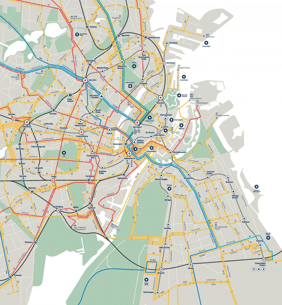 コペンハーゲンのバスステーションマップ
