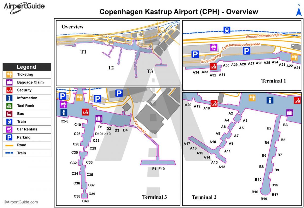 コペンハーゲンの空港マップ