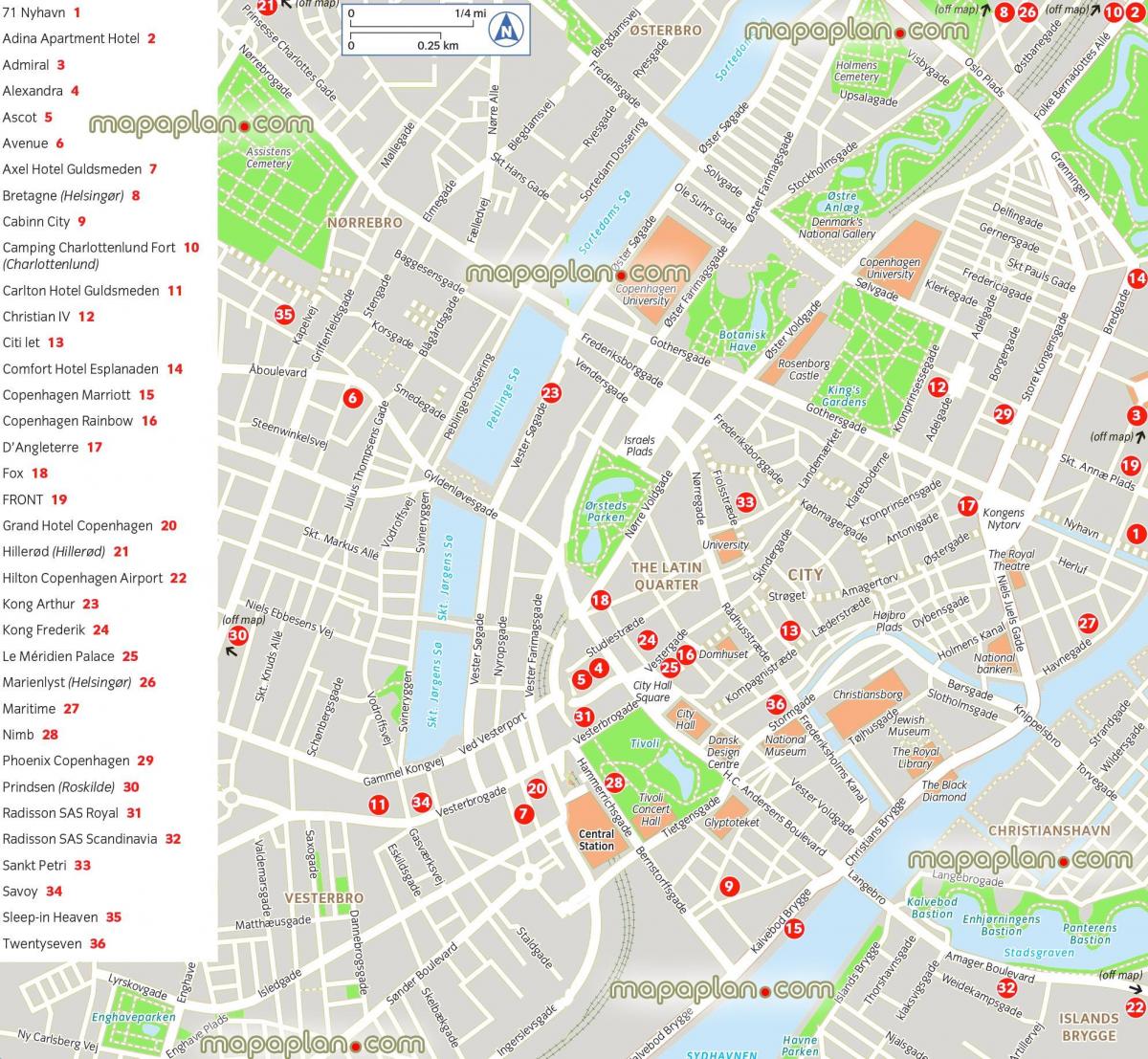 コペンハーゲンの観光マップ